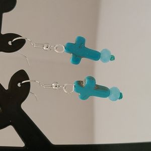 Turquoise cross earrings